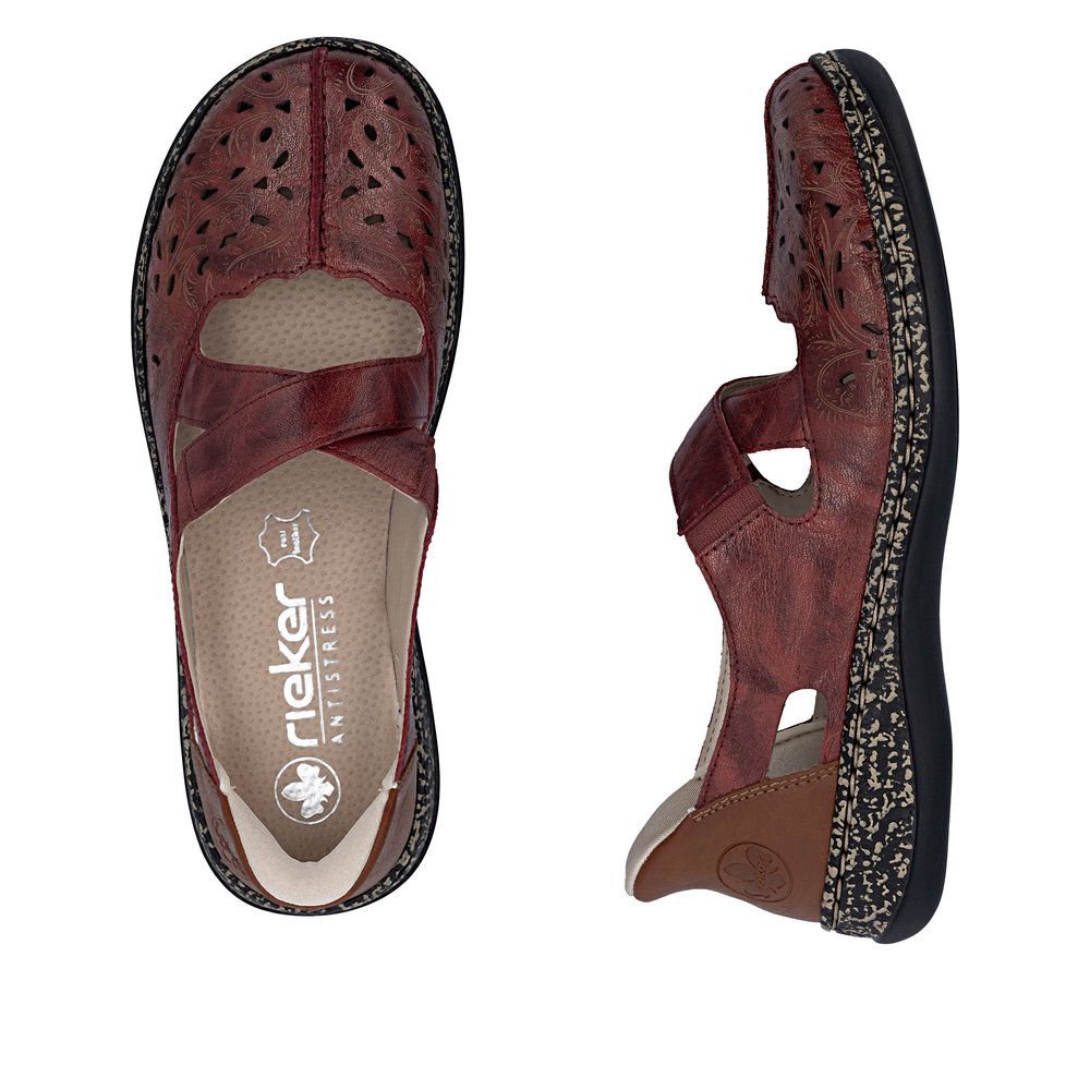 Rieker 46352 Women's Real Leather Ready To Go Shoes in Red