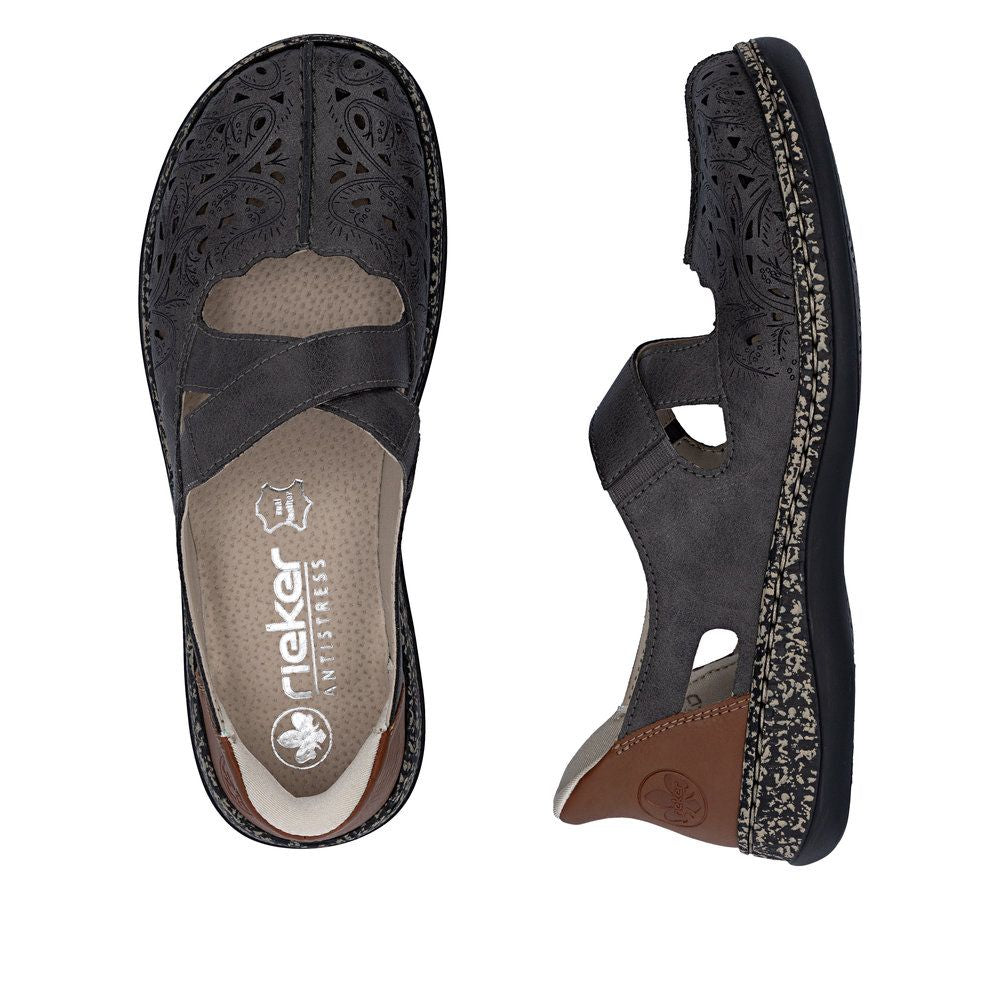 Rieker 46352 Women's Real Leather Ready To Go Shoes in Grey