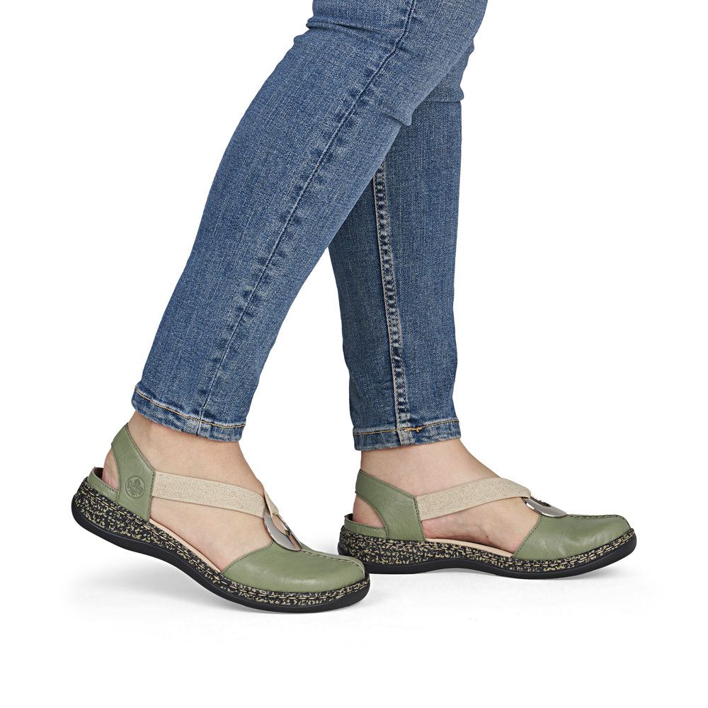 Rieker 46361 Women's Real Leather Shoes in Green