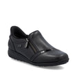 Black women's wide fit leather Ready to Go shoes with zipper closure, removable padded insole, and grippy synthetic outsole.
Style #47264-00