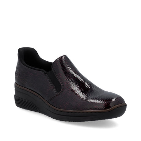 Women’s slim-fit leather shoe in deep red with a 43mm heel, soft insole, and lightweight outsole for everyday comfort and support. Style #48761-35