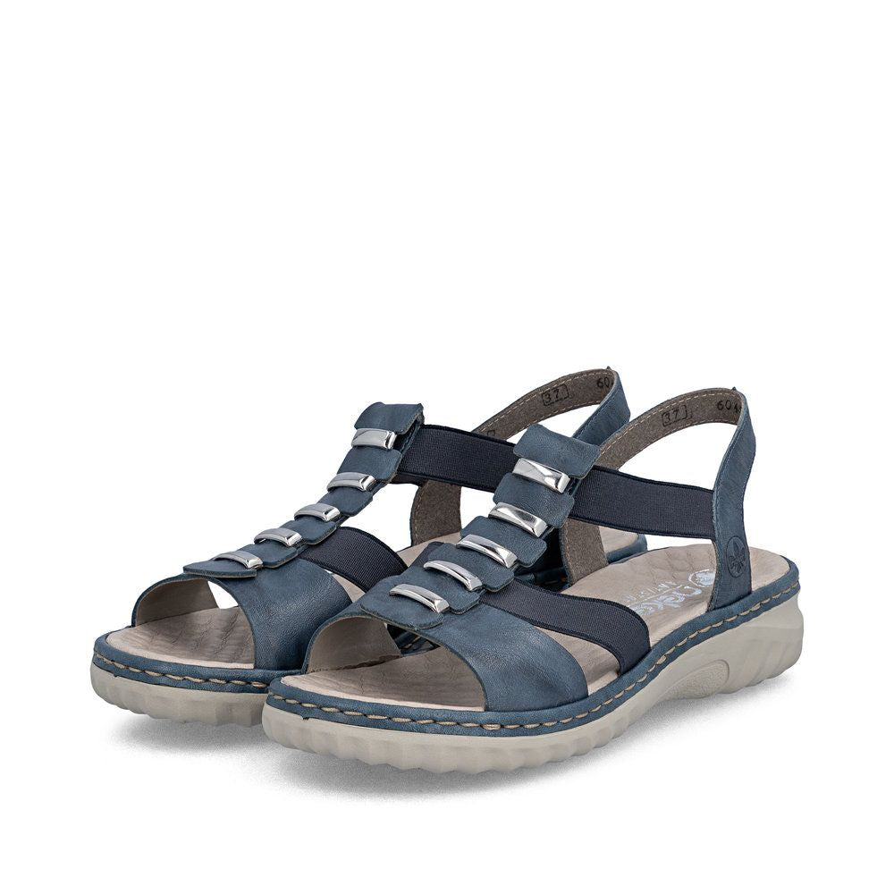 Rieker 60452 Women's Real Leather Sandals in Blue