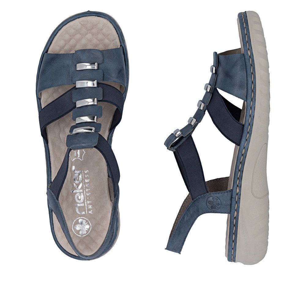 Rieker 60452 Women's Real Leather Sandals in Blue