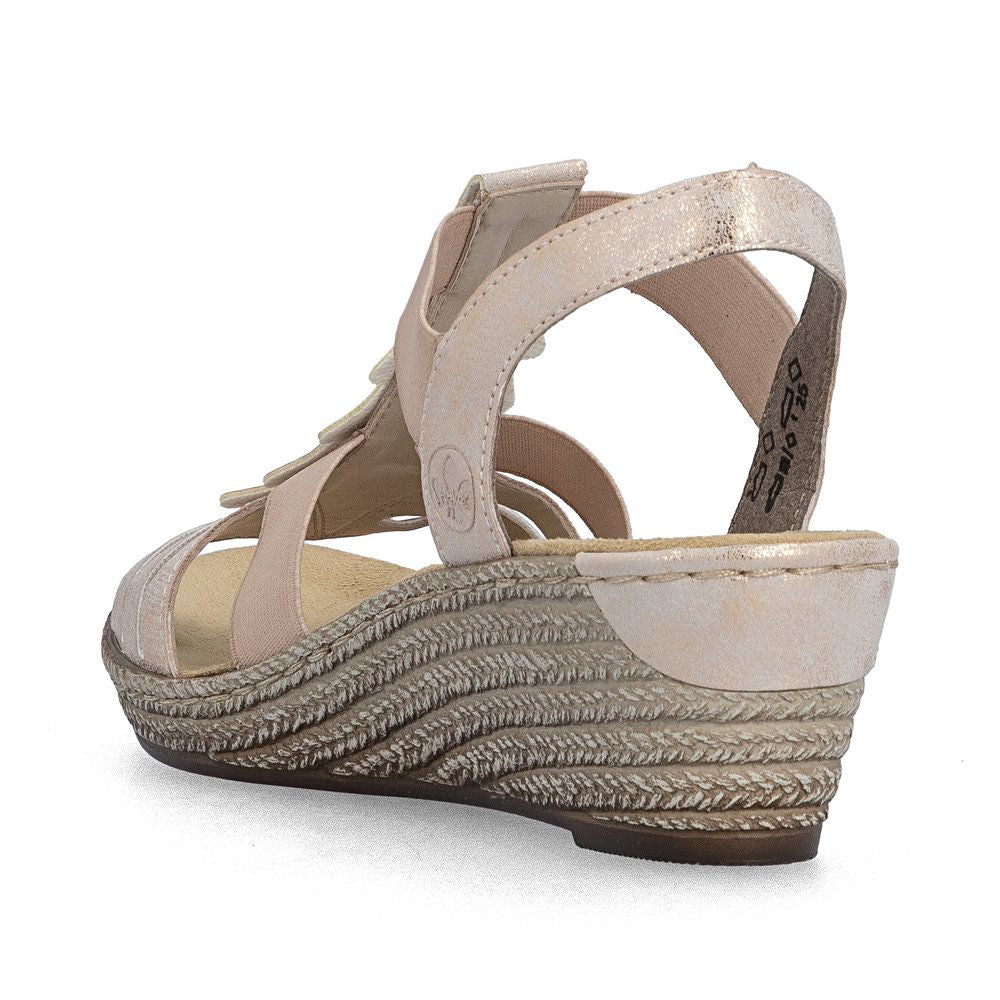 Rieker 62436 Women's Wedge Sandals in Rose Gold