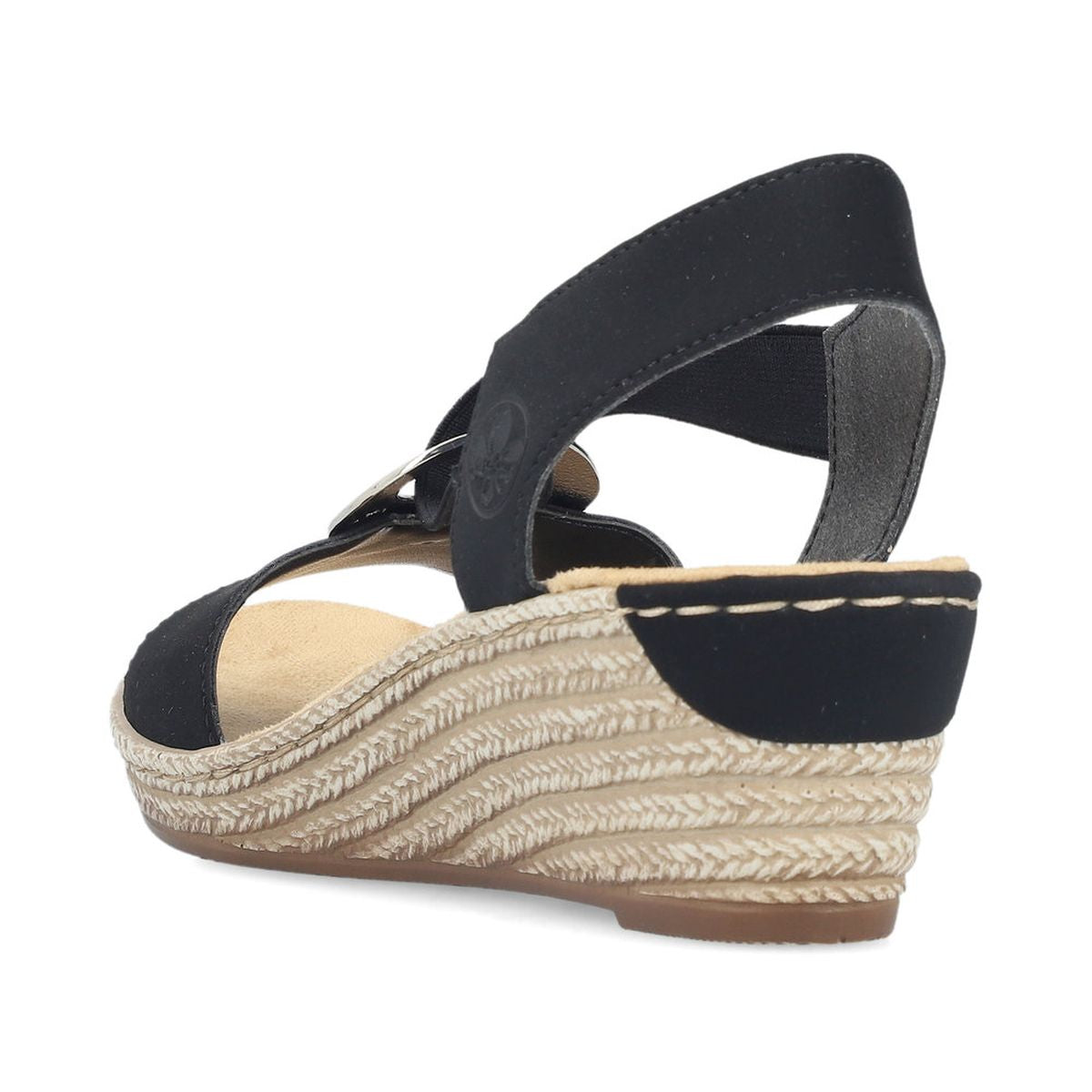 Rieker 624H6-00 Black Wedge Sandals