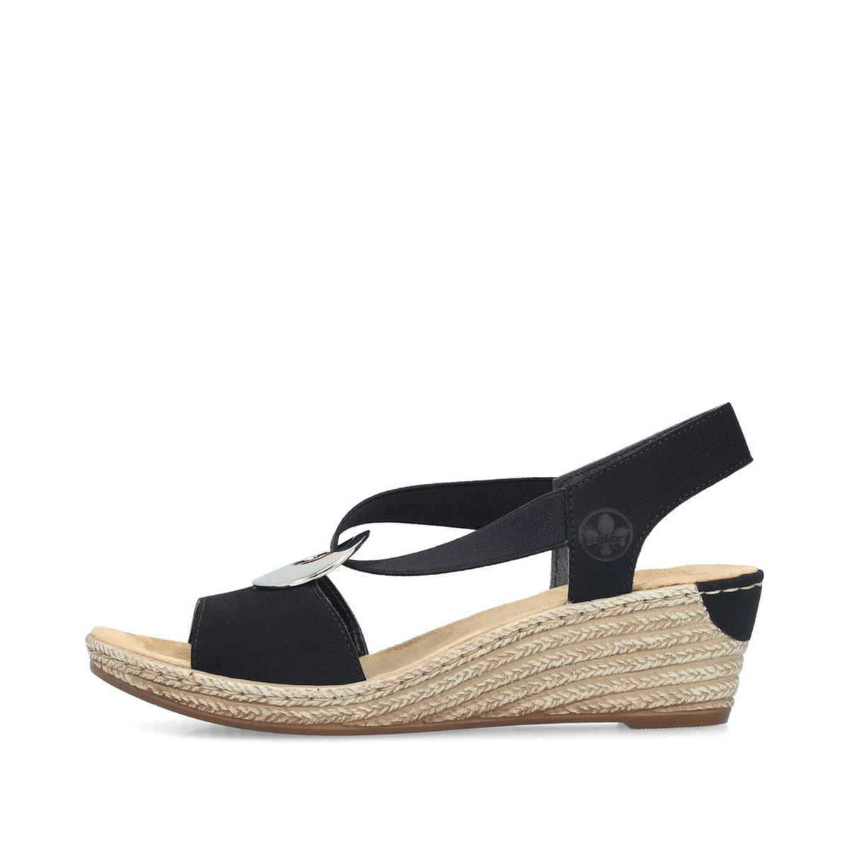 Rieker 624H6-00 Black Wedge Sandals