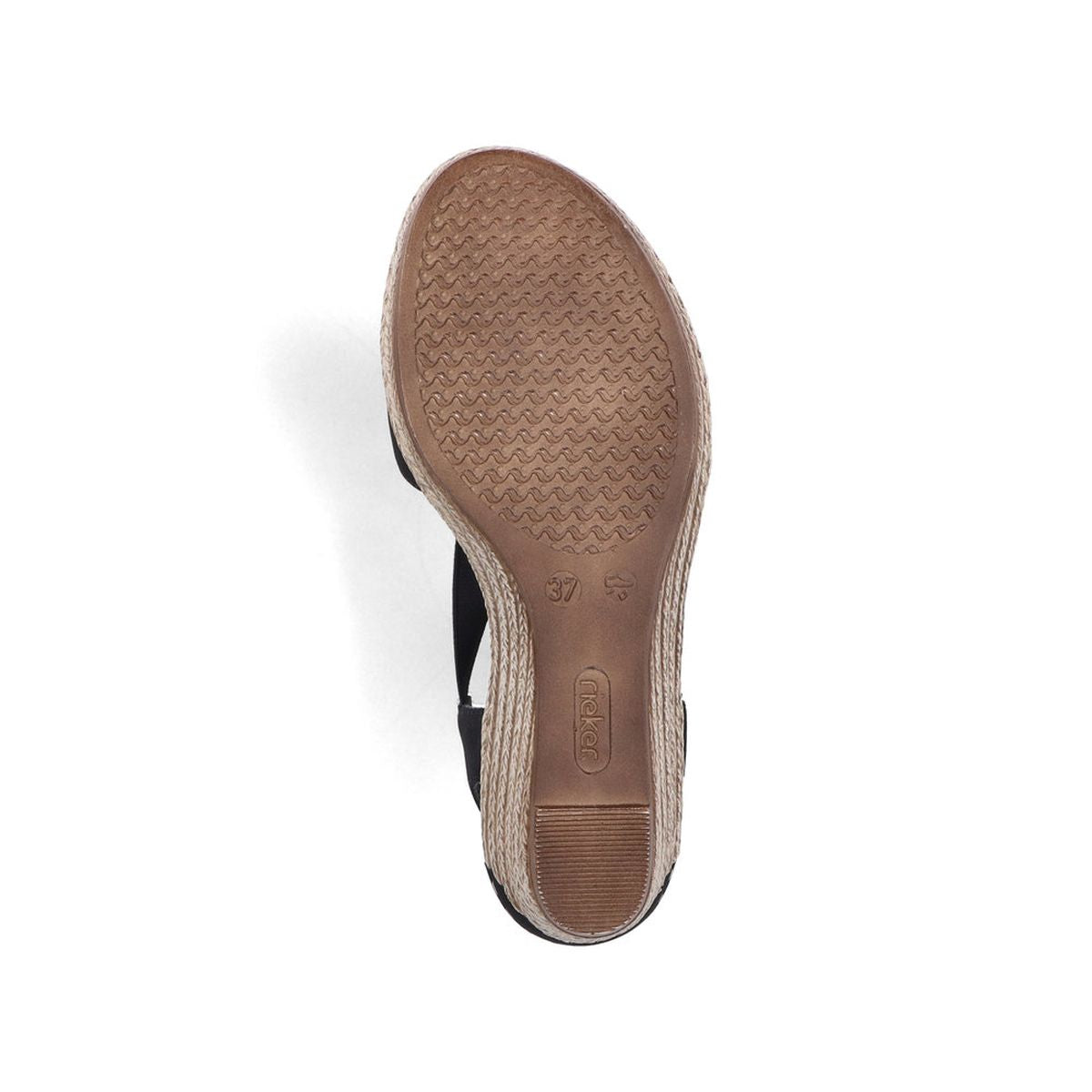 Rieker 624H6-00 Black Wedge Sandals