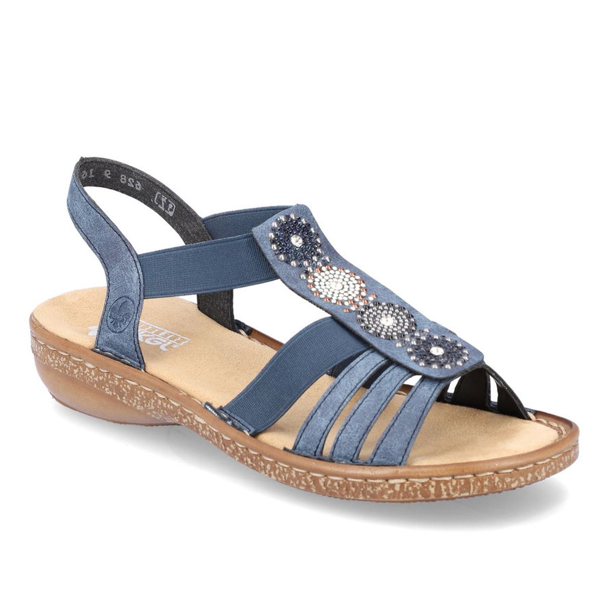 Rieker Easy On Flat sandal in Blue. Style 6289G9-16