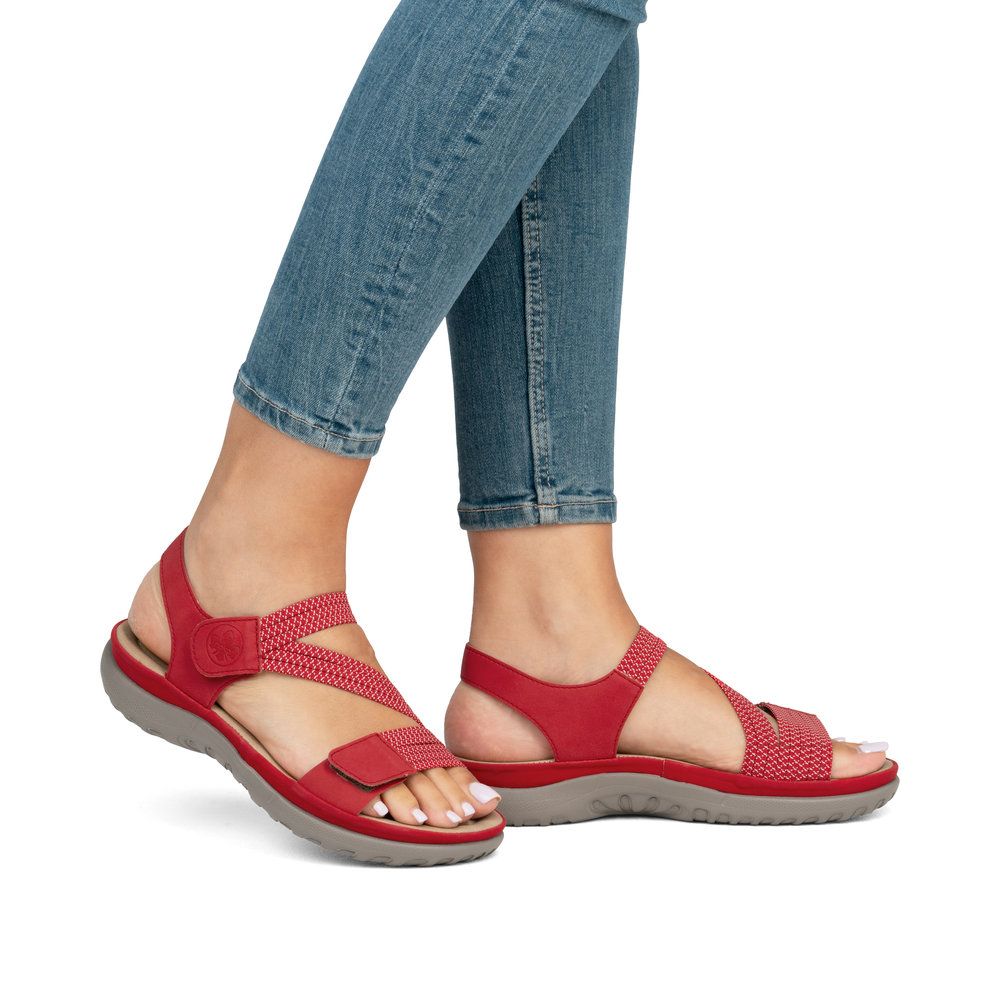 Rieker 64870 Velcro Strap Sandals in Flamme