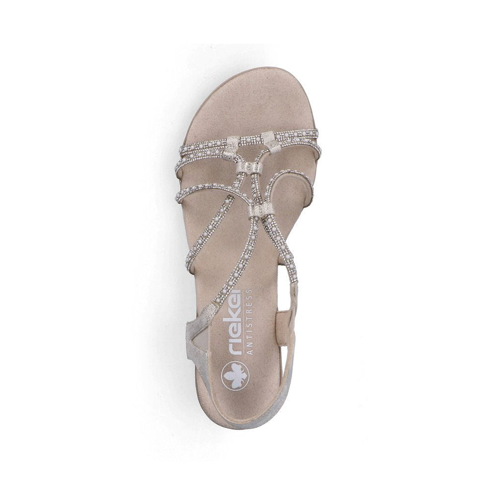 Rieker 64970 Women's Strappy Heeled Sandals in Beige Gold