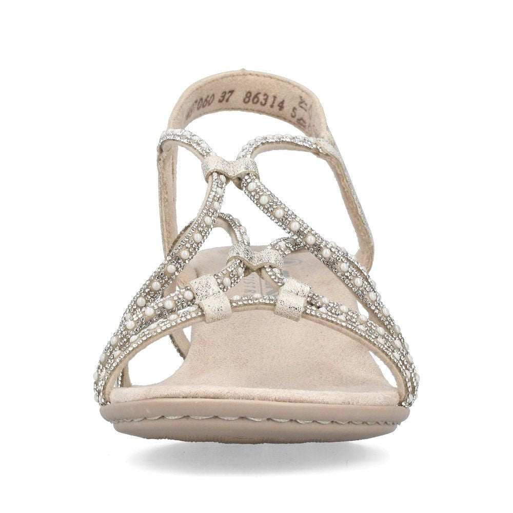 Rieker 64970 Women's Strappy Heeled Sandals in Beige Gold