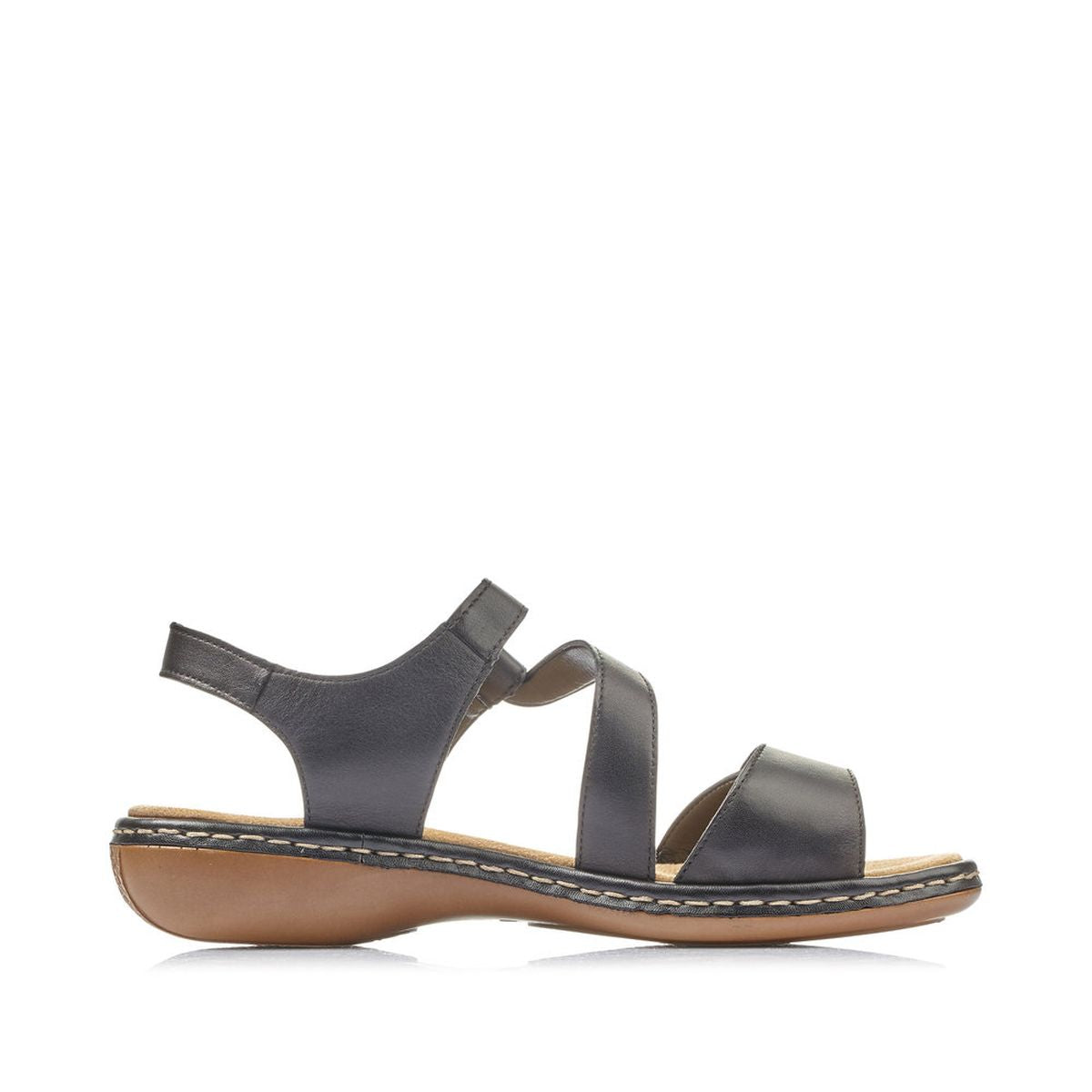 Rieker 659C7-00 Velcro Strap Black Sandals