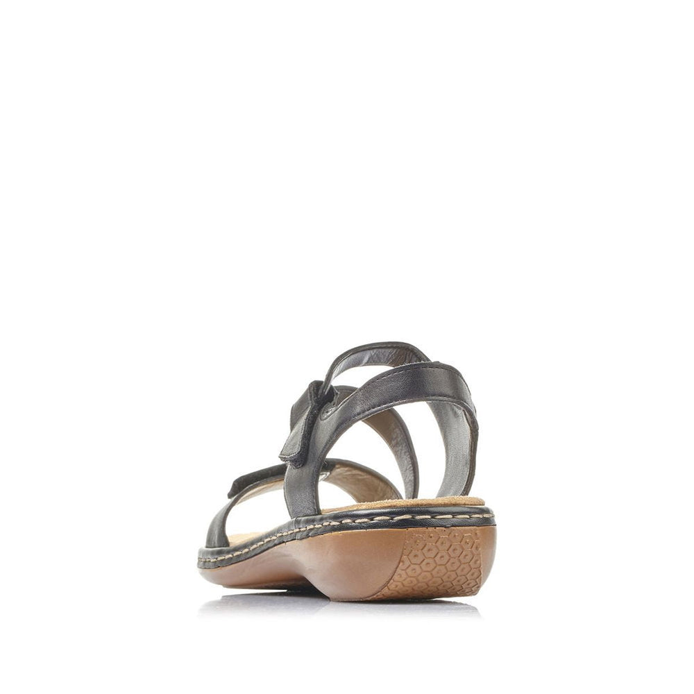Rieker 659C7-00 Velcro Strap Black Sandals