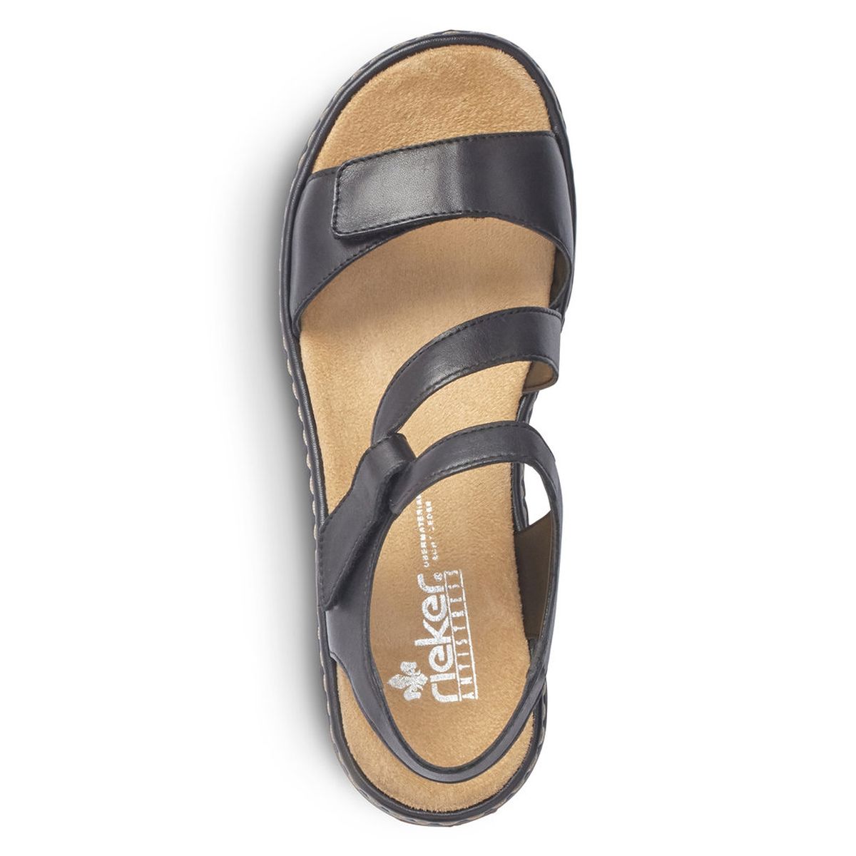 Rieker 659C7-00 Velcro Strap Black Sandals