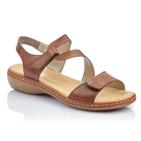 Rieker 659C7-24 Velcro Strap Sandals in Tan