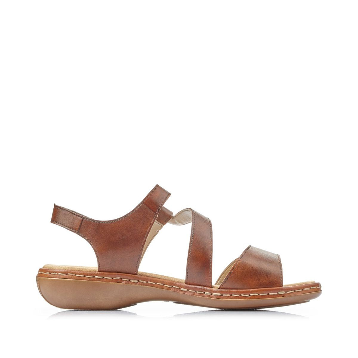 Rieker 659C7-24 Velcro Strap Sandals in Tan