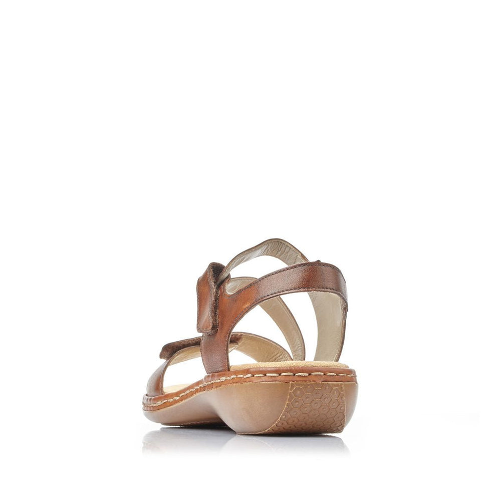 Rieker 659C7-24 Velcro Strap Sandals in Tan