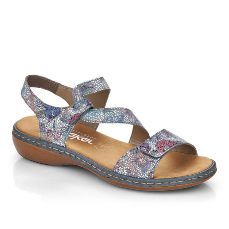 Rieker 659C7-90, Adria-Multi sandals, leather sandals, multi-color wedge sandals.