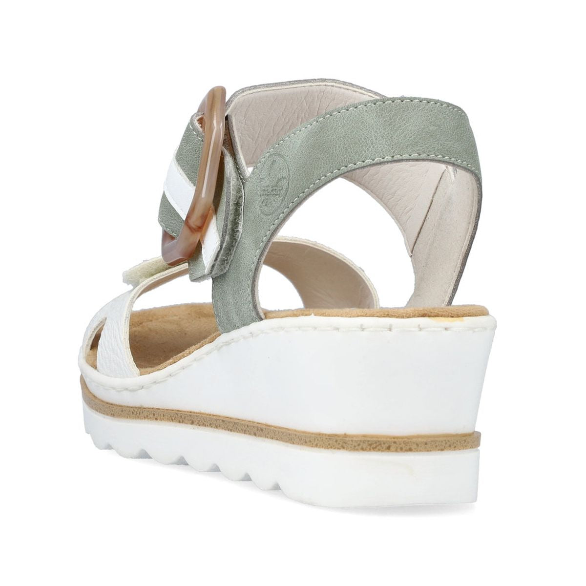 Rieker 67476-81 Women’s White/Mint Wedge Sandals – Lightweight Summer Comfort