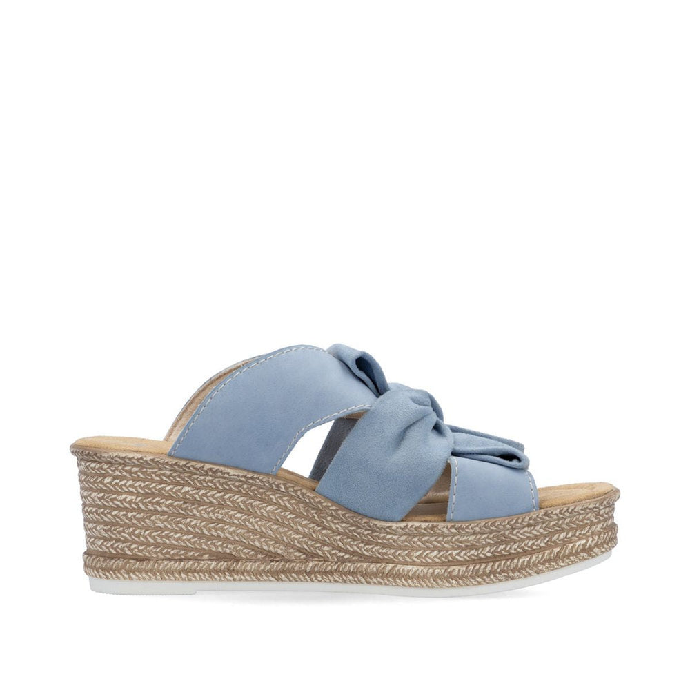 Rieker 68789-10 Women’s Aqua Wedge Mule Sandals – Fashion & Comfort