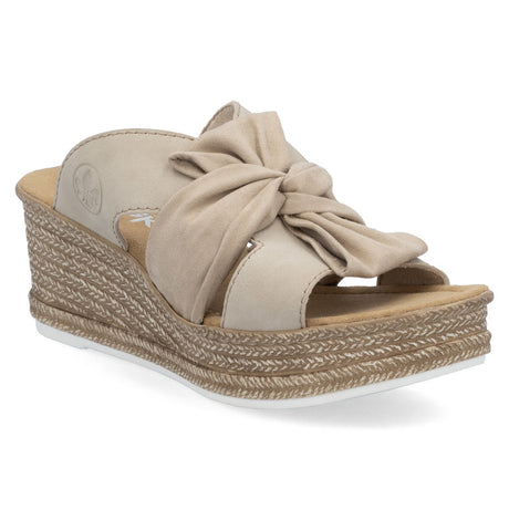 Rieker 68789 Women's Sandals in Beige. Slip-on, heel, soft footbed. Style: 68789-62