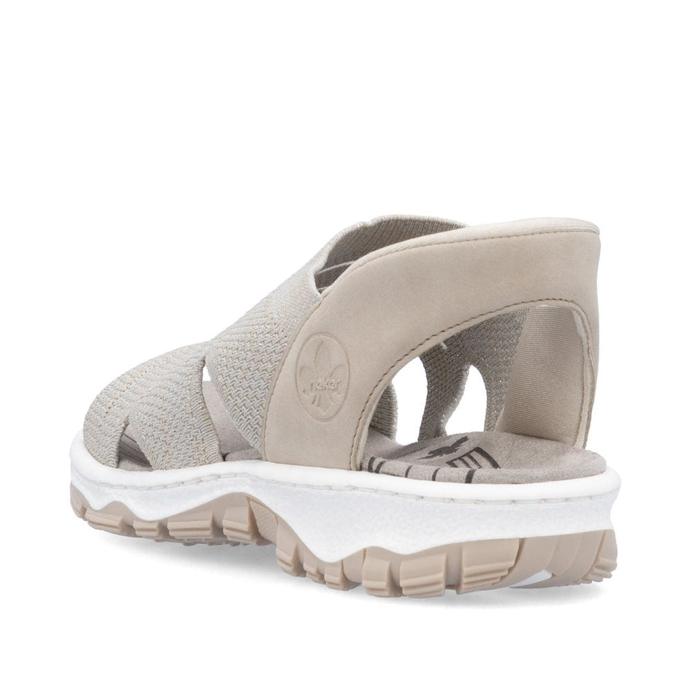Rieker 68895-64 Women’s Knit Sandals in Stone – Lightweight Summer Comfort