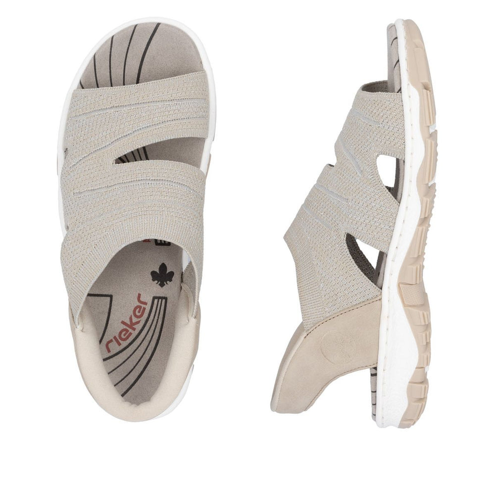 Rieker 68895-64 Women’s Knit Sandals in Stone – Lightweight Summer Comfort