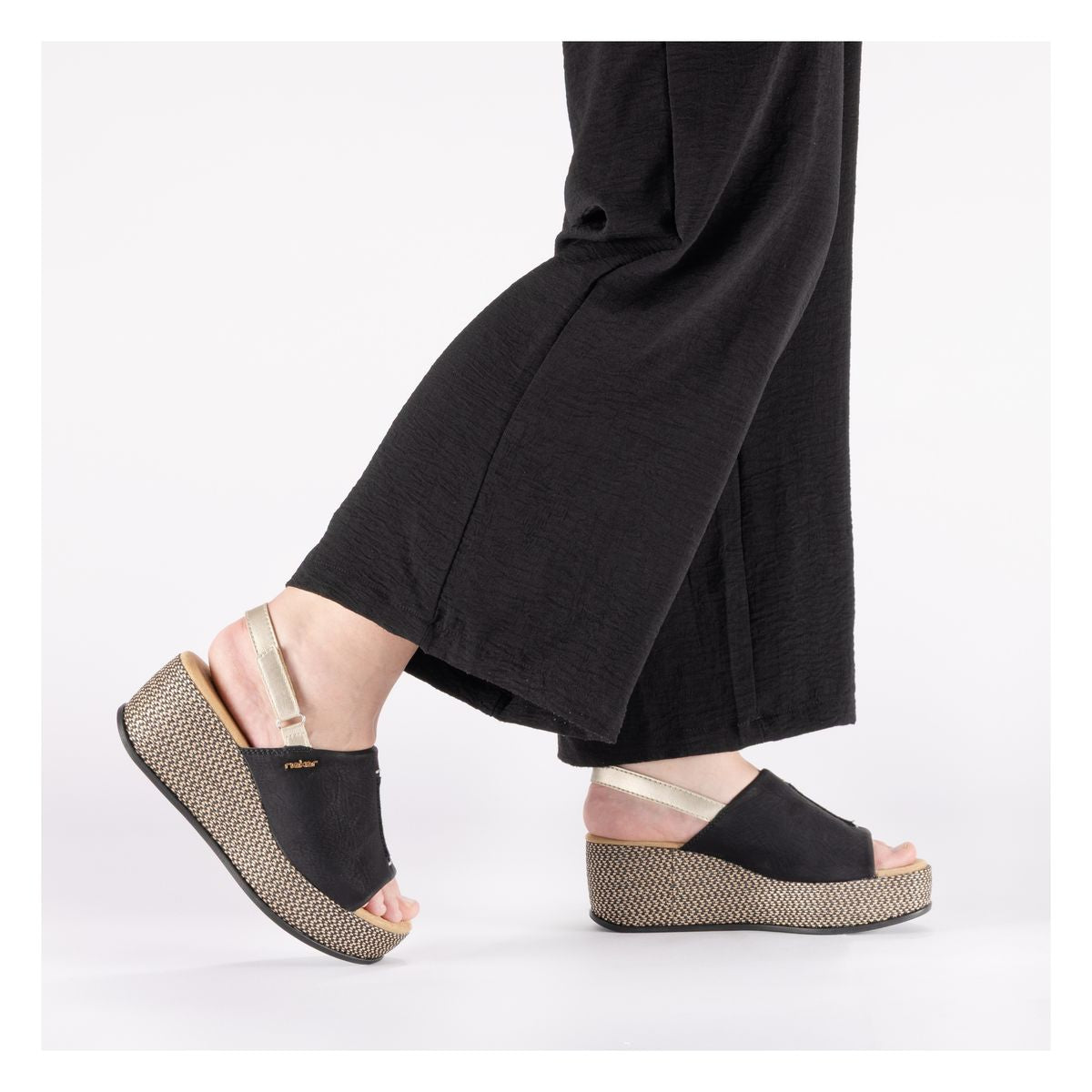 Rieker 69460 Women's Wedge Sandals – Black