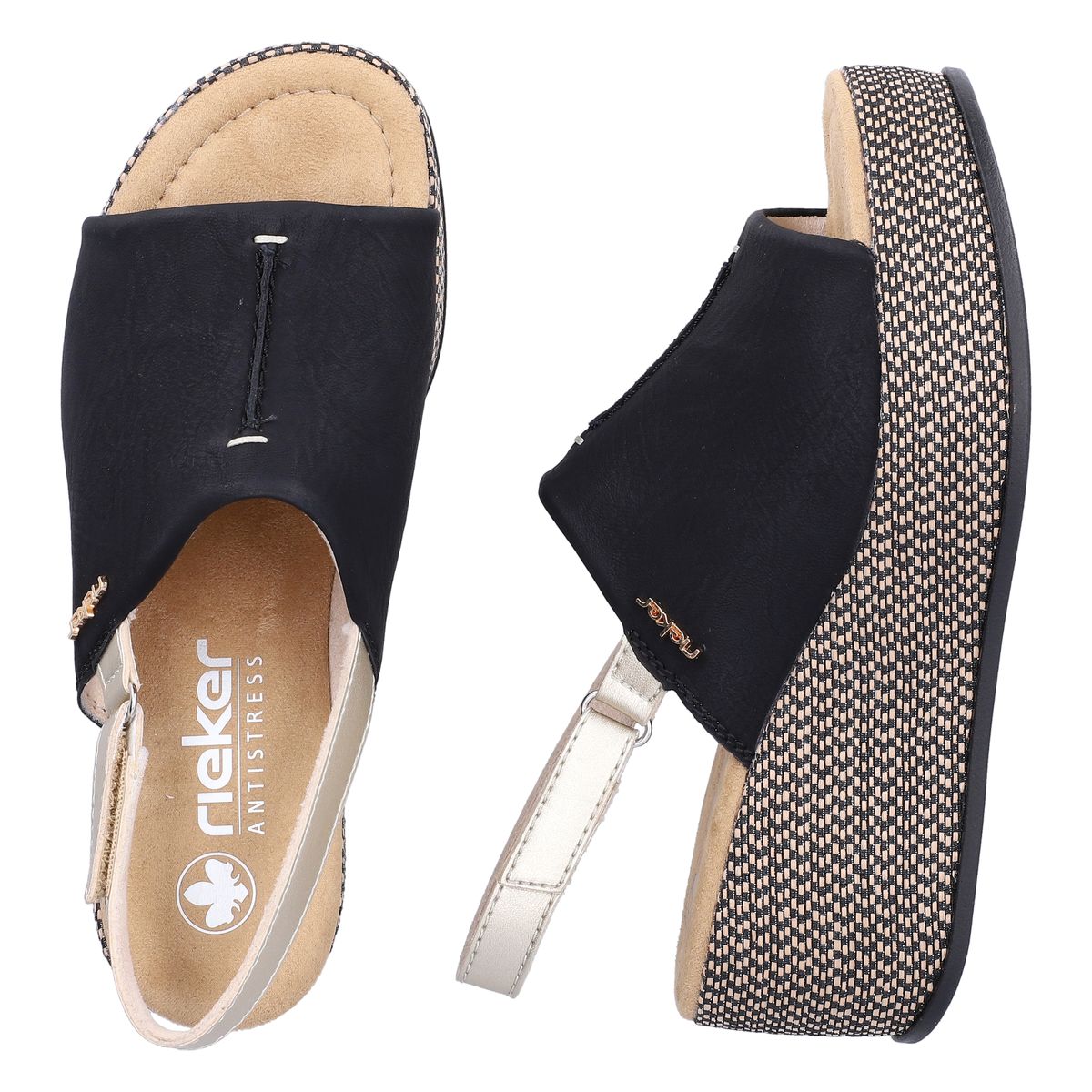 Rieker 69460 Women's Wedge Sandals – Black