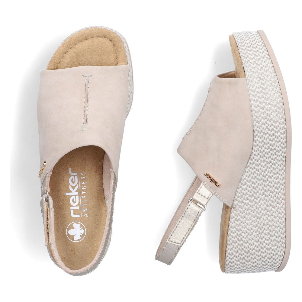 Rieker 69460 Women's Wedge Sandals – Beige