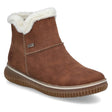 Brown winter boot with white fur lining on a white background. Rieker 74260-25