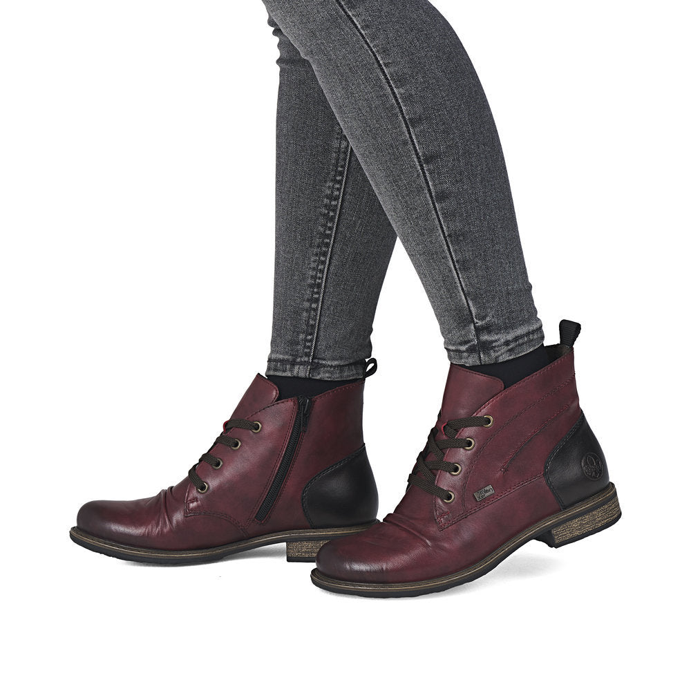 Rieker 74804 Lace Up Boots in Red