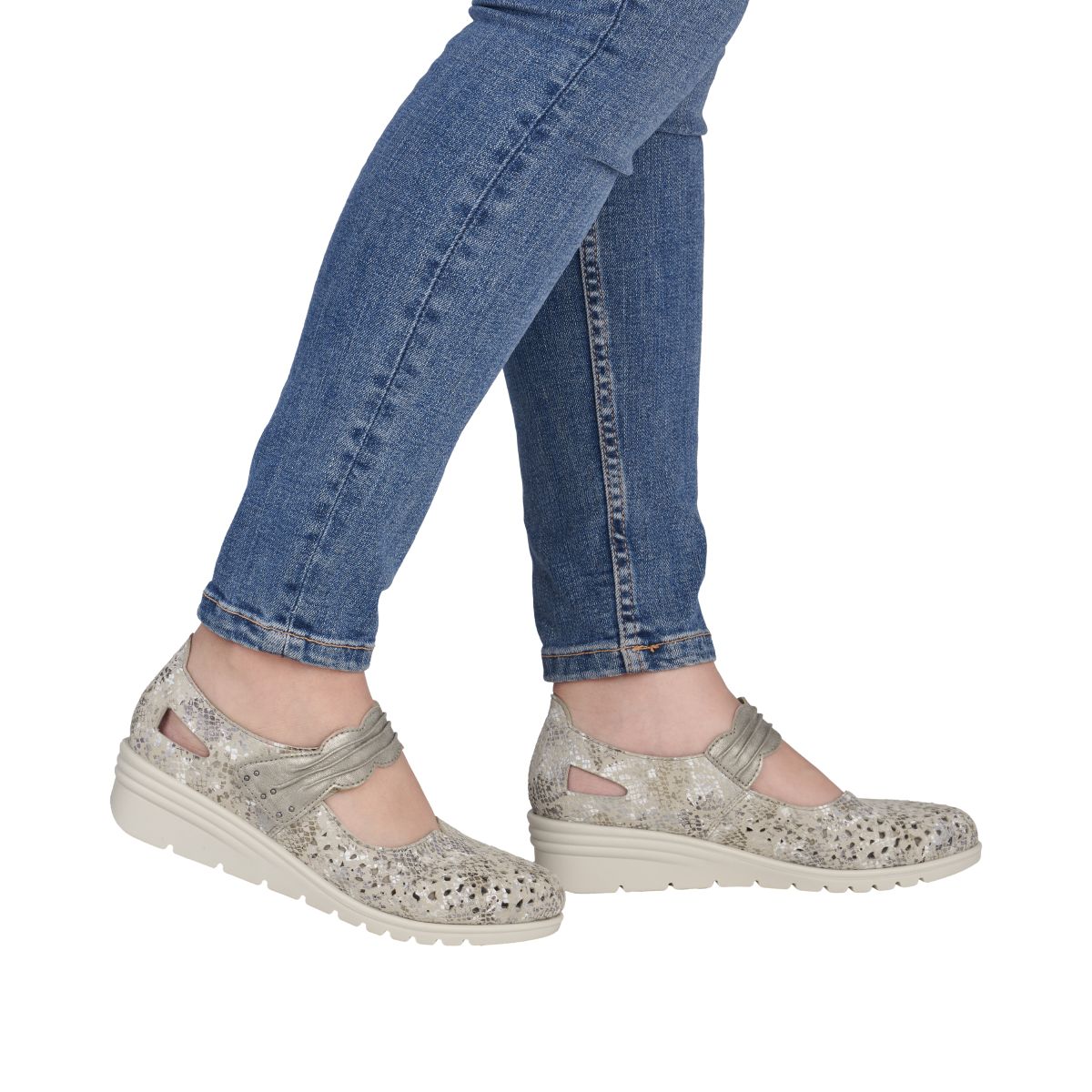 Rieker L5359 Women's Shoes in Silver