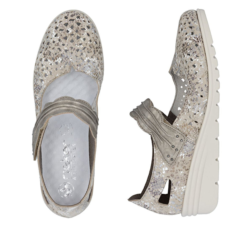 Rieker L5359 Women's Shoes in Silver
