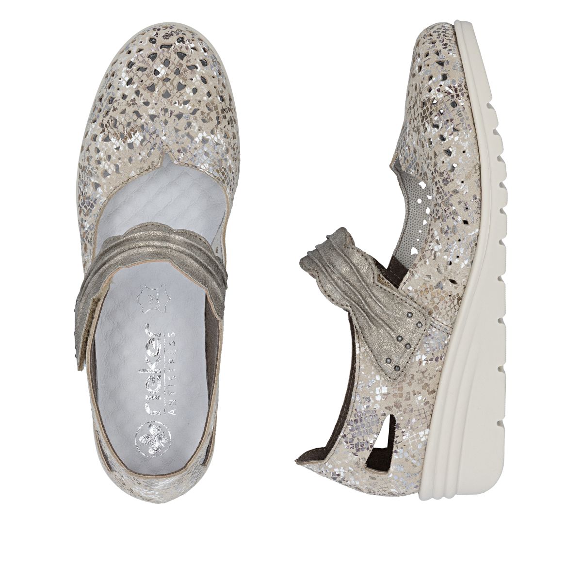 Rieker L5359 Women's Shoes in Silver