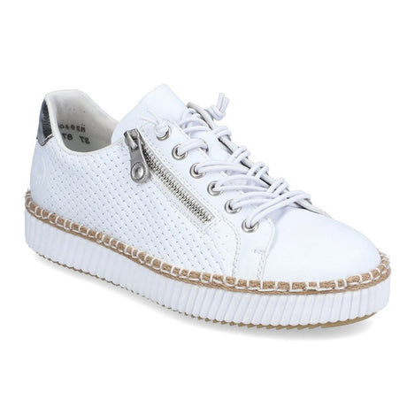 ieker M2940-80 Alabama women’s platform slip-on shoes in white and silver 