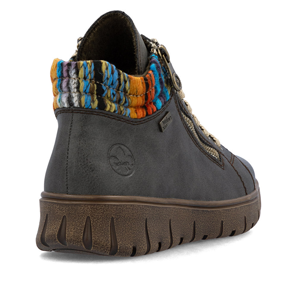 Rieker N1305 Lace Up Boots in Gray
