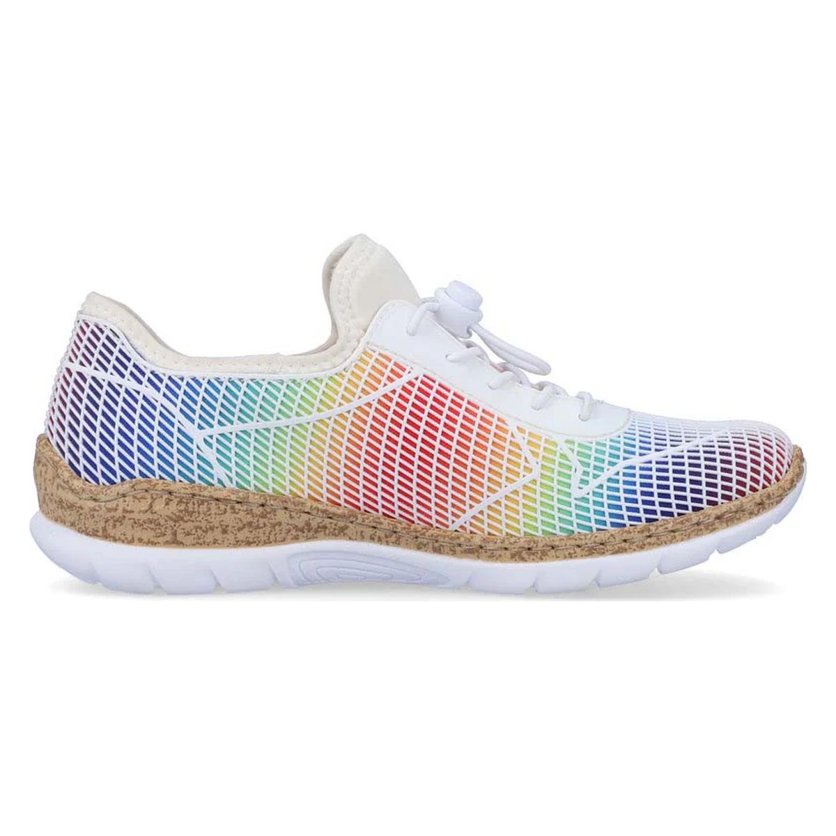 Rieker N4270 Women's Slip-On Sneakers in White Multi