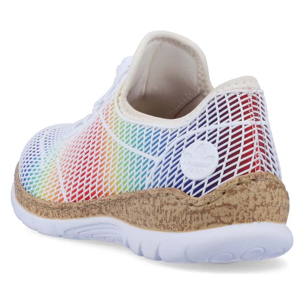 Rieker N4270 Women's Slip-On Sneakers in White Multi