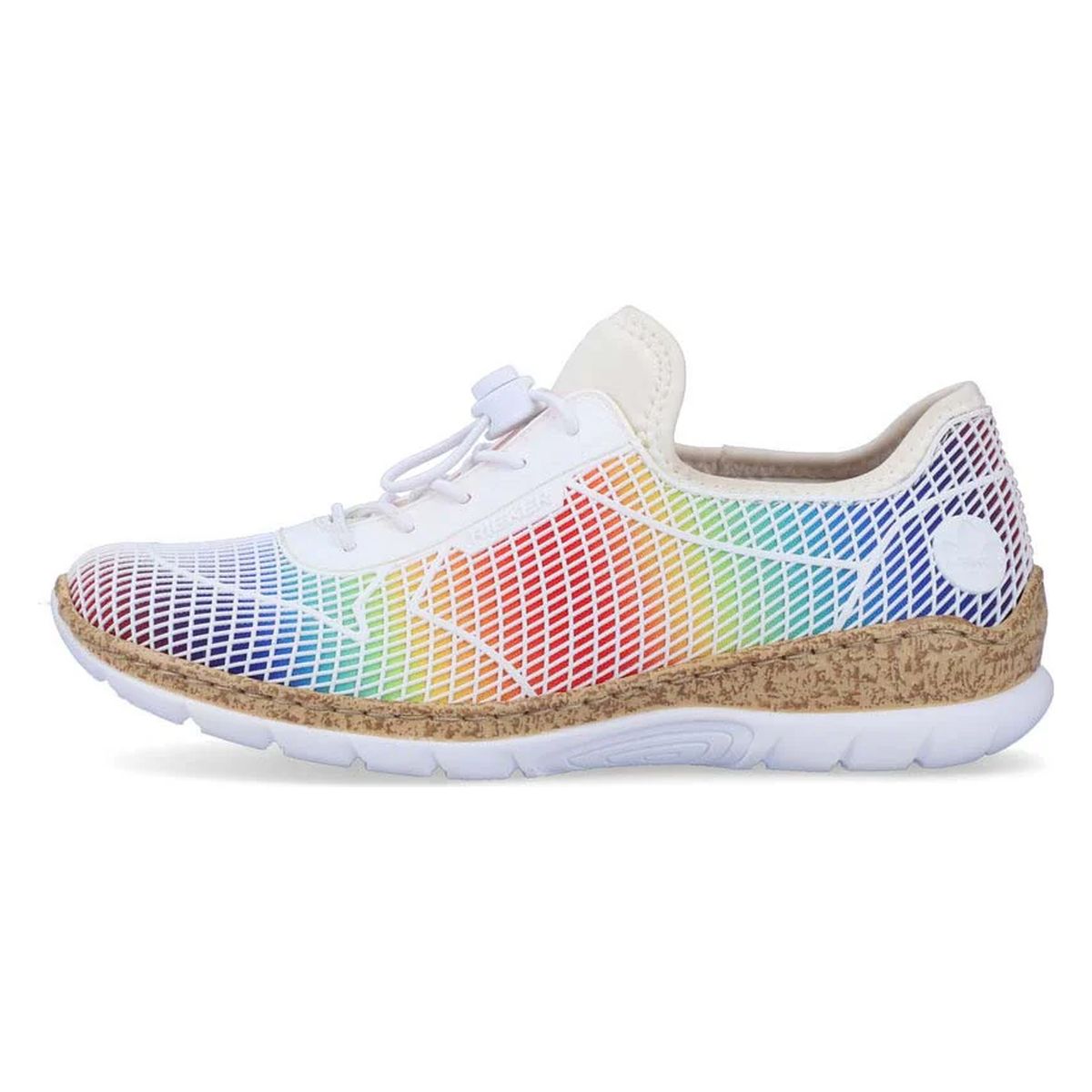 Rieker N4270 Women's Slip-On Sneakers in White Multi