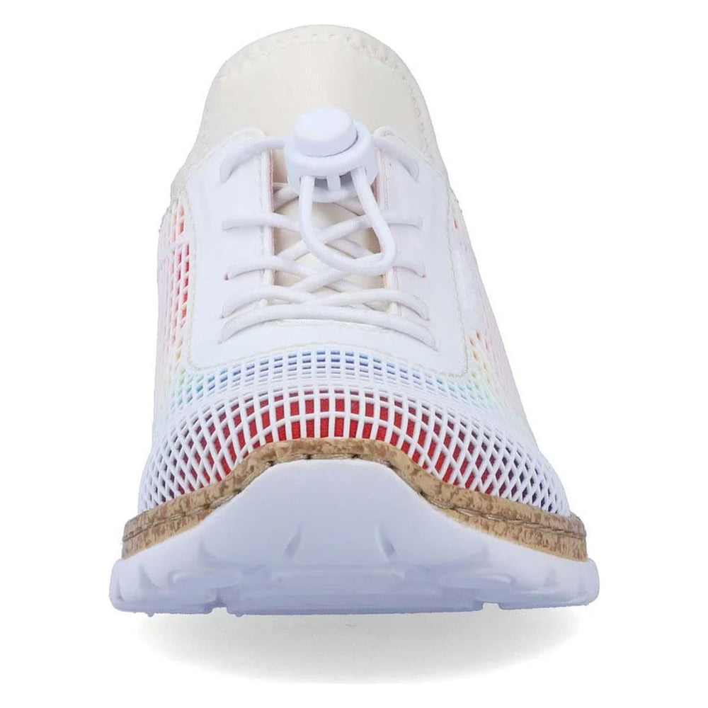 Rieker N4270 Women's Slip-On Sneakers in White Multi