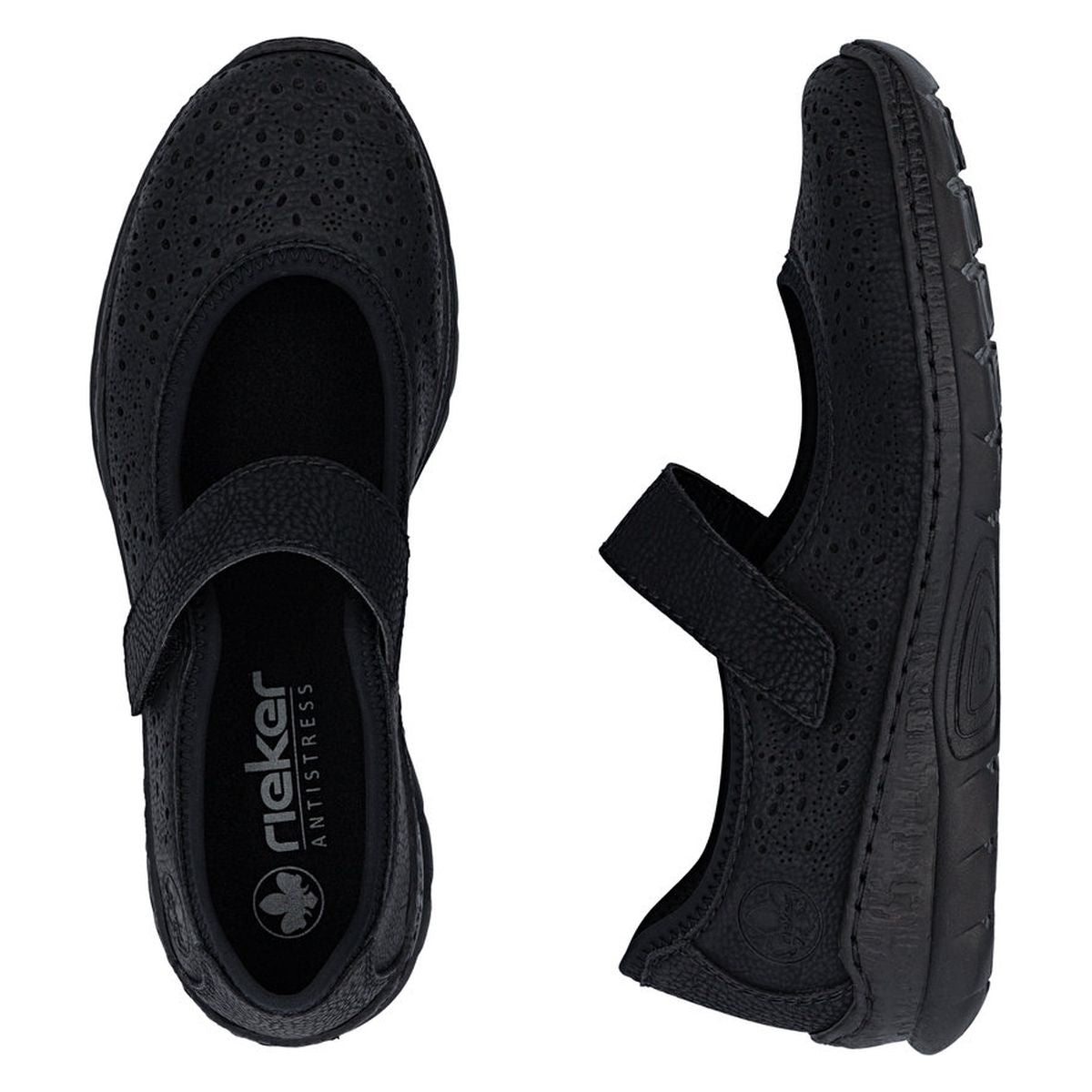 Rieker N4299 Mary Jane Casual Shoe in Black