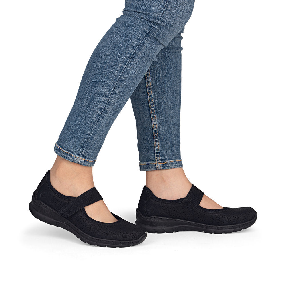 Rieker N4299 Mary Jane Casual Shoe in Black