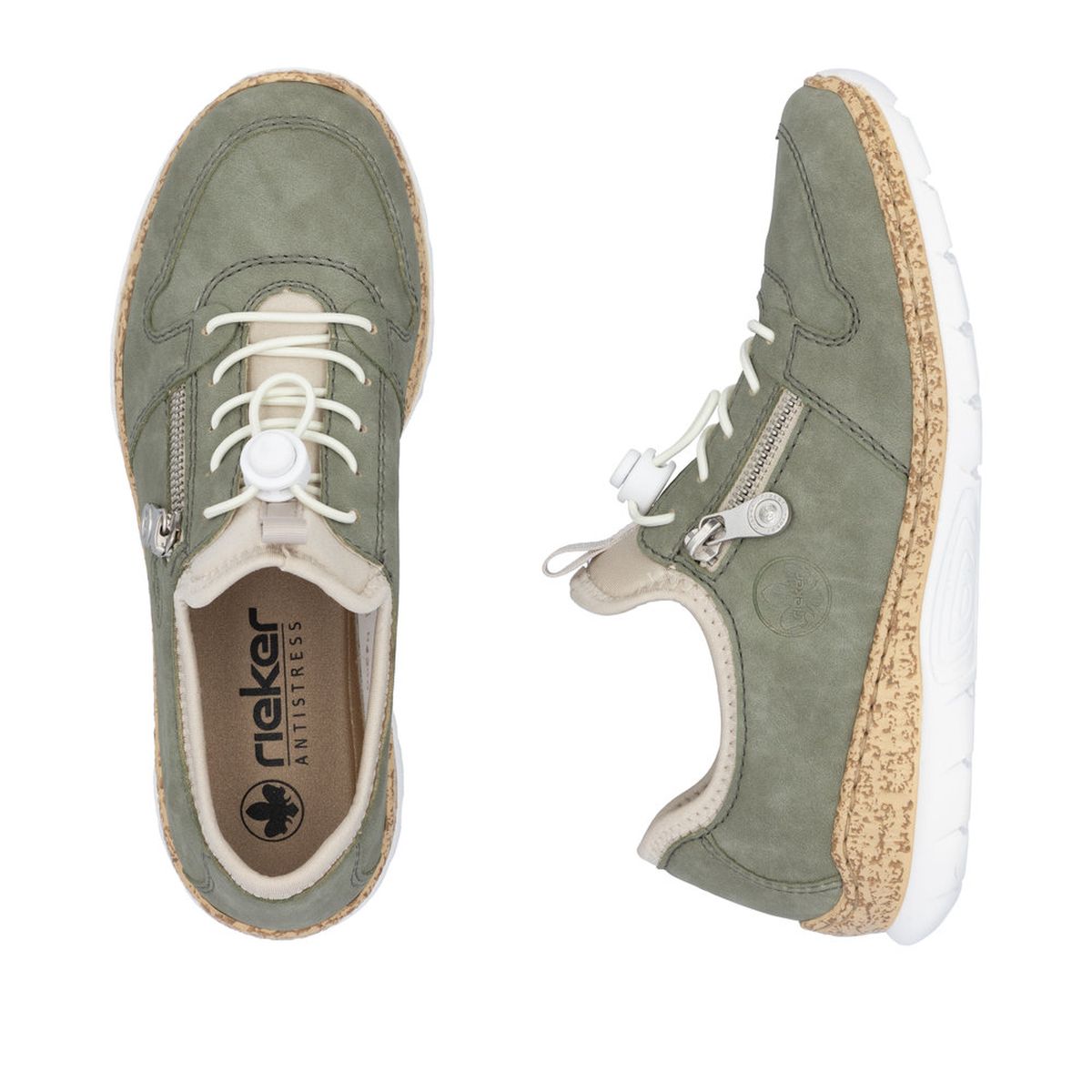 Rieker N42G0-52 Nikita Womens Slip On Sneaker in Green - Comfort & Style