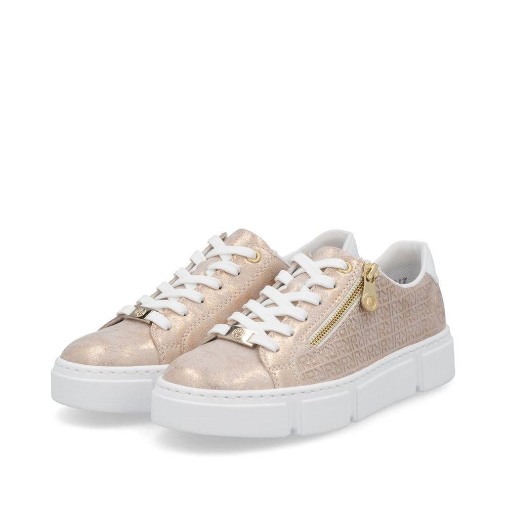 Rieker Women's N5917-90 Nanao Rosegold Zip Platform Sneakers