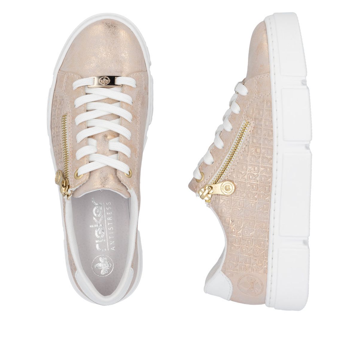 Rieker Women's N5917-90 Nanao Rosegold Zip Platform Sneakers