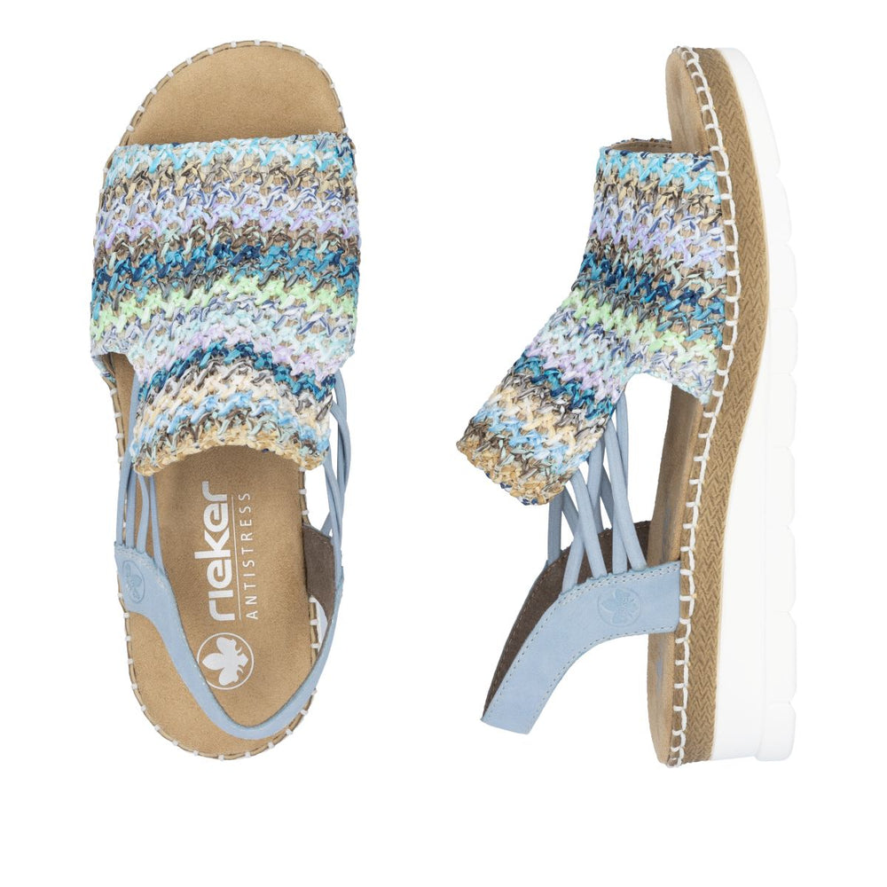 Rieker V1241 Women's Slip-on Sandals – Multi Blue