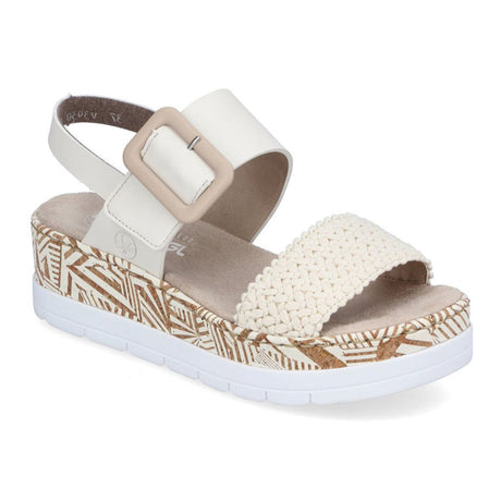 Rieker V3950-61 Sandal with Hook-and-loop adjustable strap and breathable textile upper, platform sandal.