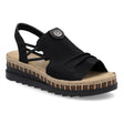 Rieker V7972-00 Nabukino Black Wedge Sandals – Effortless Elegance for Everyday Comfort