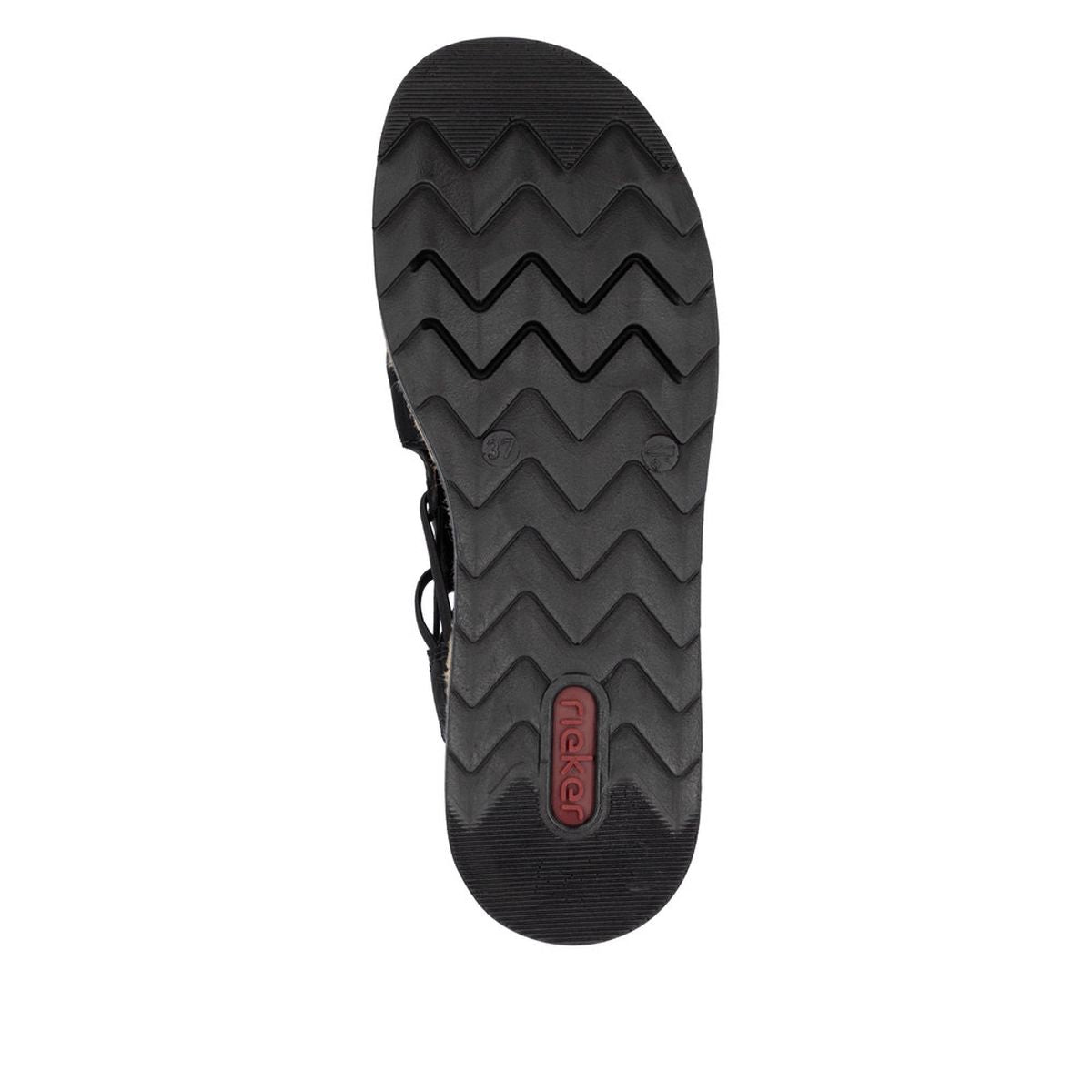 Rieker V7972-00 Nabukino Black Wedge Sandals for Women